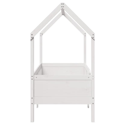 Kids' House Bed Frame White 80x160 cm Solid Wood Pine