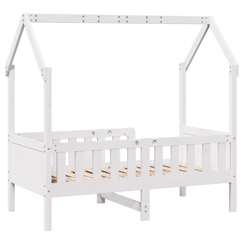 Kids' House Bed Frame White 80x160 cm Solid Wood Pine