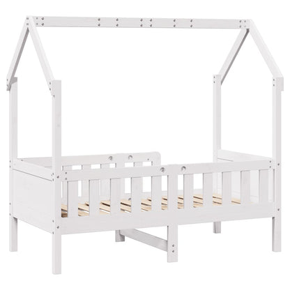 Kids' House Bed Frame White 80x160 cm Solid Wood Pine