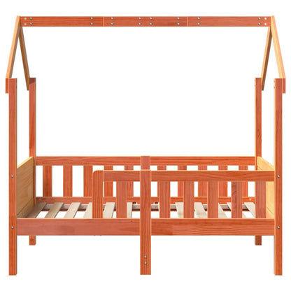 Kids' House Bed Frame Wax Brown 80x160 cm Solid Wood Pine