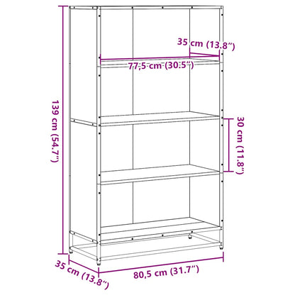 Bookcase Black 80.5x35x139 cm Engineered Wood