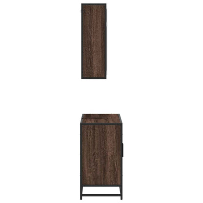 2 Piece Bathroom Furniture Set Brown Oak Engineered Wood