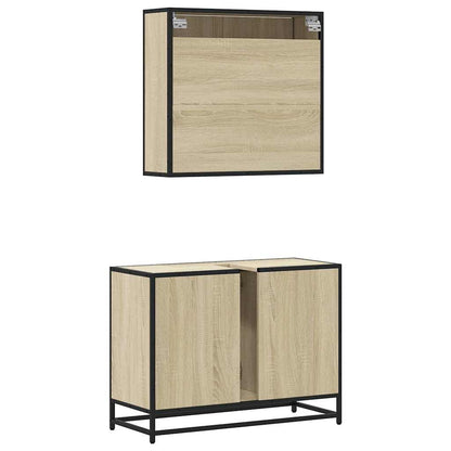 2 Piece Bathroom Furniture Set Sonoma Oak Engineered Wood