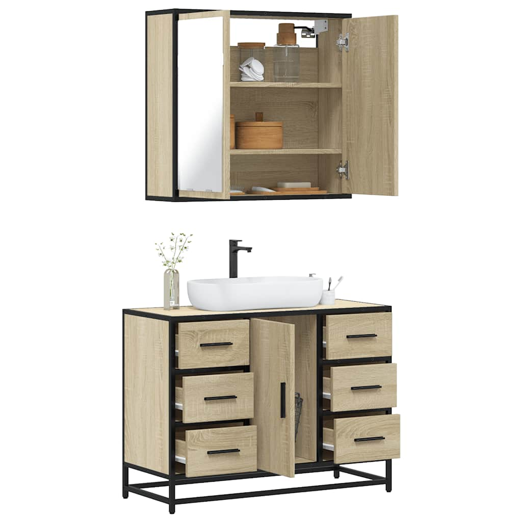 2 Piece Bathroom Furniture Set Sonoma Oak Engineered Wood