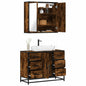 2 Piece Bathroom Furniture Set Smoked Oak Engineered Wood