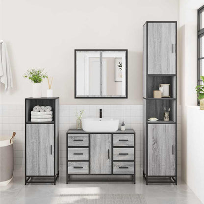 2 Piece Bathroom Furniture Set Grey Sonoma Engineered Wood