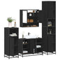 4 Piece Bathroom Furniture Set Black Engineered Wood