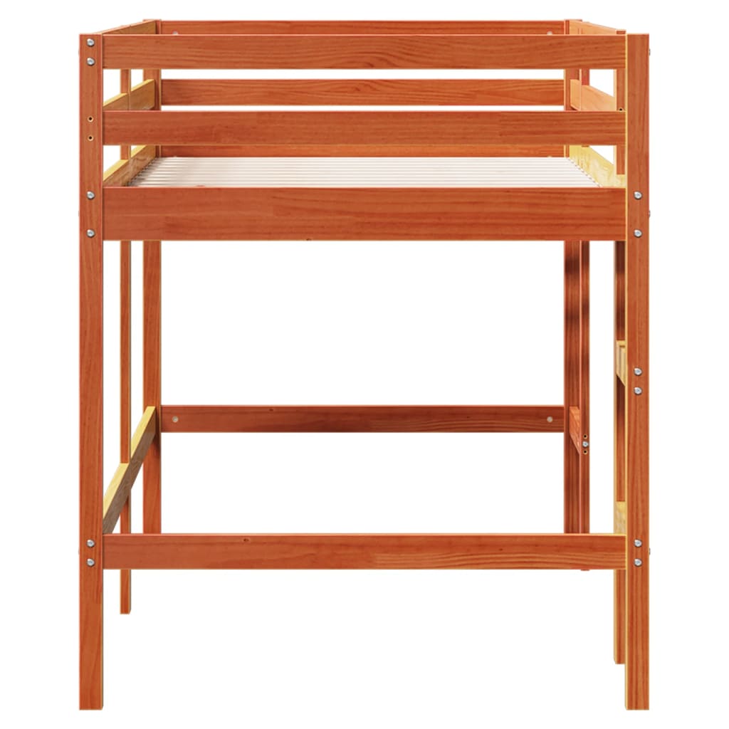 Kids' Loft Bed with Ladder Wax Brown 90x200 cm Solid Wood Pine