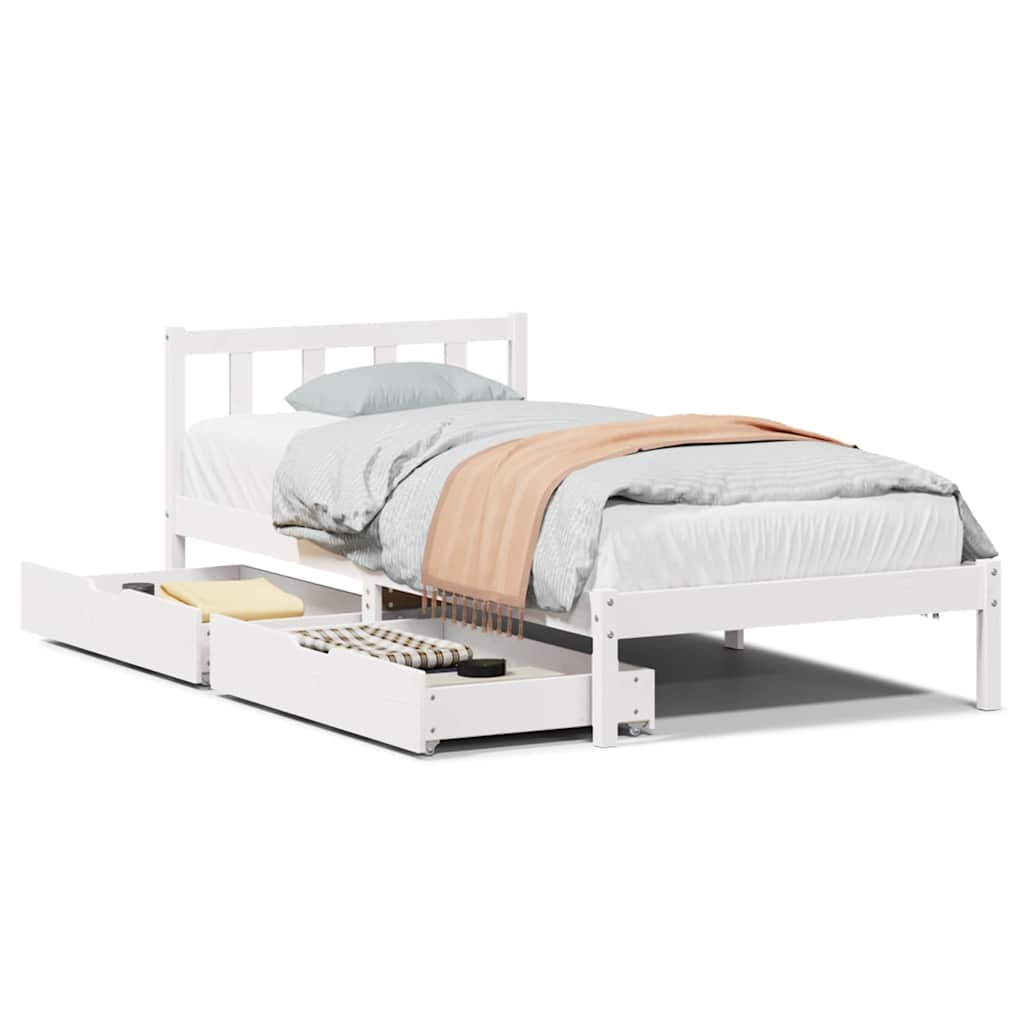 Bed Frame without Mattress White 75x190 cm Small Single Solid Wood Pine