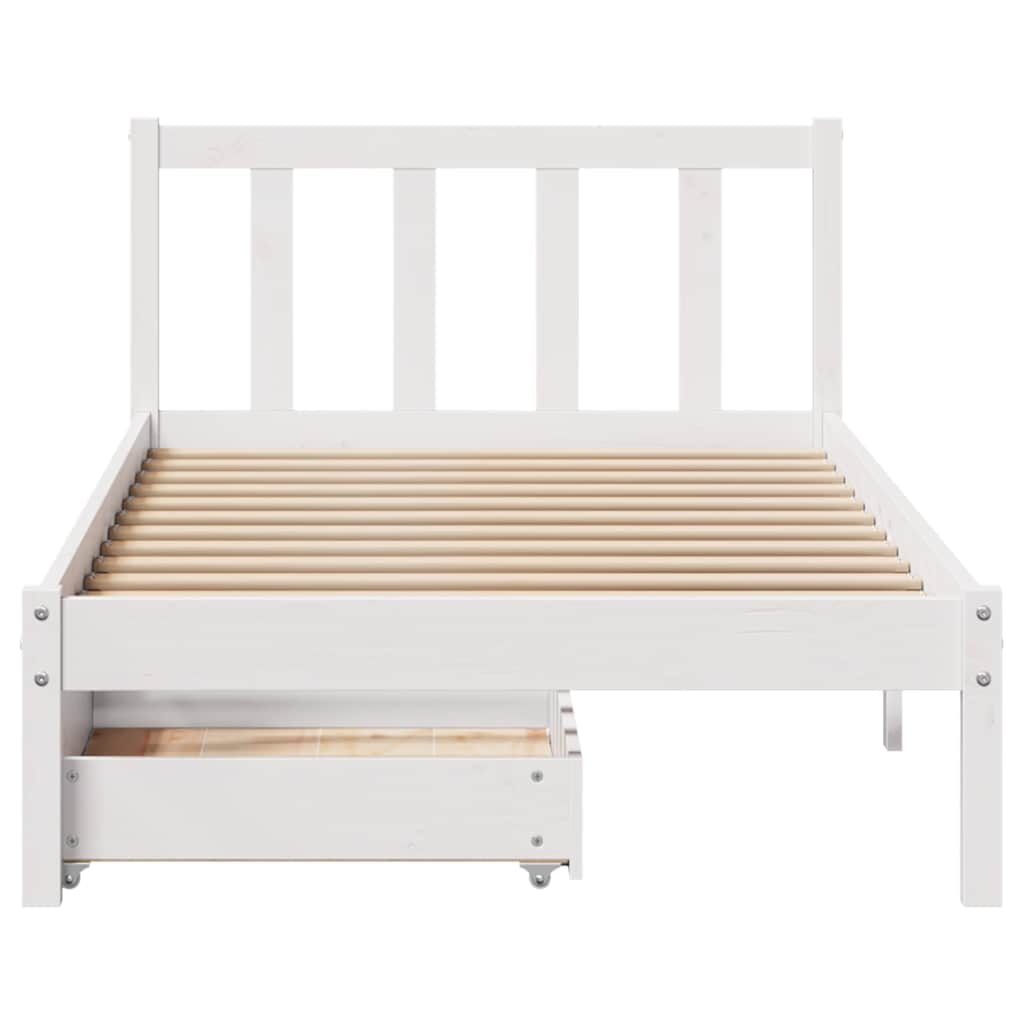 Bed Frame without Mattress White 75x190 cm Small Single Solid Wood Pine