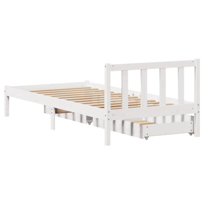 Bed Frame without Mattress White 75x190 cm Small Single Solid Wood Pine