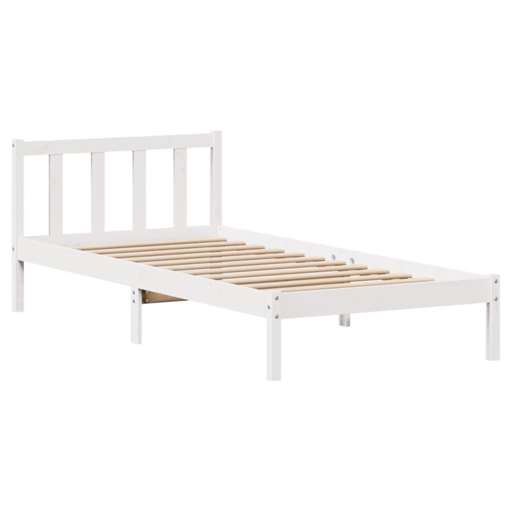 Bed Frame without Mattress White 75x190 cm Small Single Solid Wood Pine