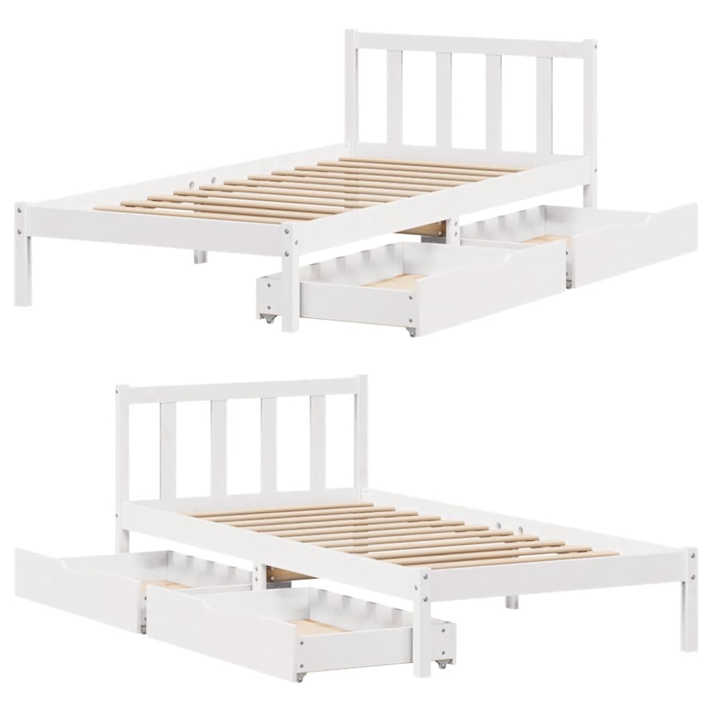 Bed Frame without Mattress White 75x190 cm Small Single Solid Wood Pine