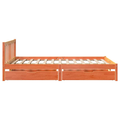 Bed Frame without Mattress Wax Brown 150x200 cm King Size Solid Wood Pine