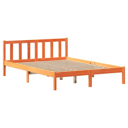 Bed Frame without Mattress Wax Brown 150x200 cm King Size Solid Wood Pine