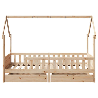 Kids Bed Frame with Drawers without Mattress 90x200 cm Solid Wood