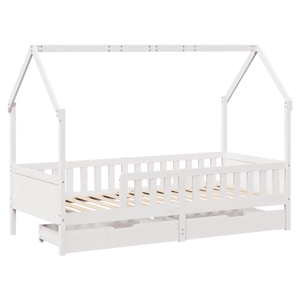 Kids Bed Frame with Drawers without Mattress 90x200 cm Solid Wood