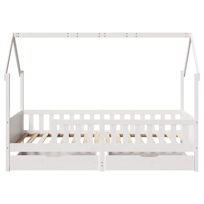 Kids Bed Frame with Drawers without Mattress 90x200 cm Solid Wood