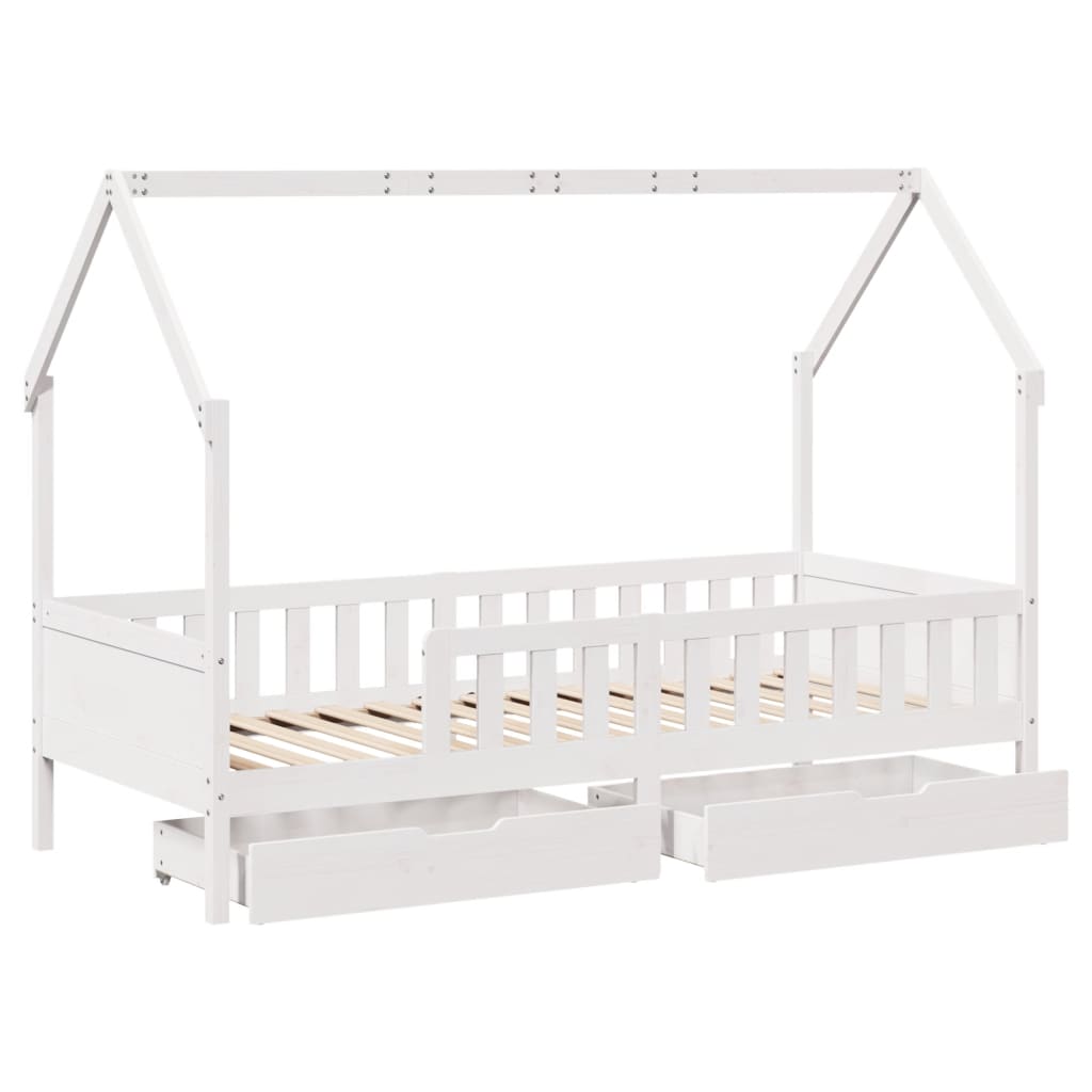 Kids Bed Frame with Drawers without Mattress 90x200 cm Solid Wood