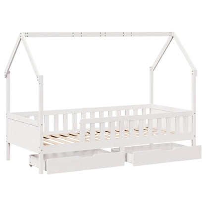 Kids Bed Frame with Drawers without Mattress 90x200 cm Solid Wood