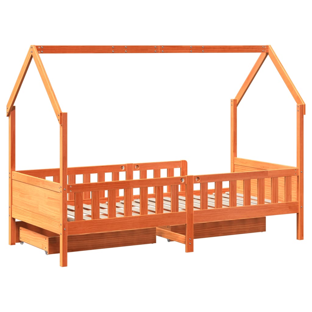 Kids Bed Frame with Drawers without Mattress 80x200 cm Solid Wood