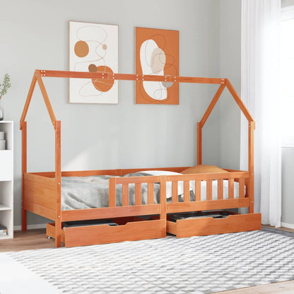 Kids Bed Frame with Drawers without Mattress 80x200 cm Solid Wood