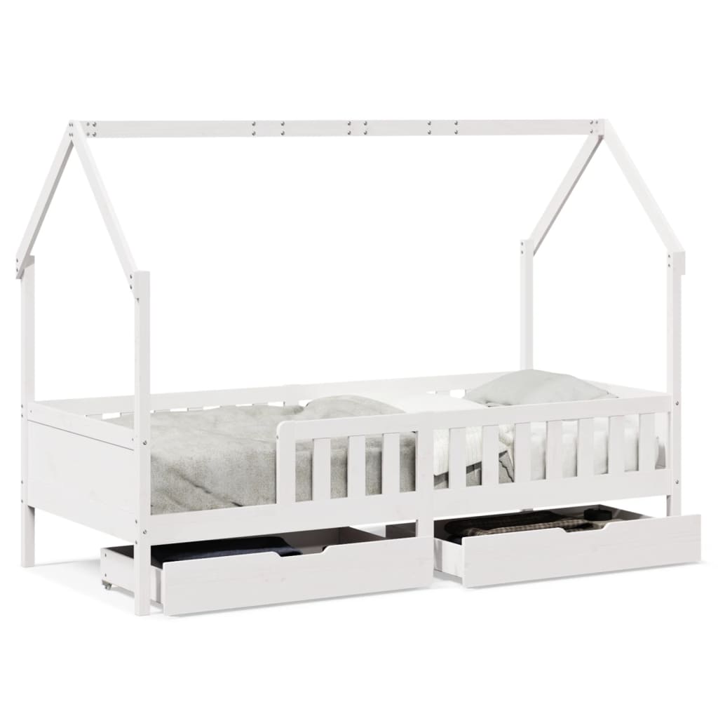 Kids Bed Frame with Drawers without Mattress 90x190 cm Single Solid Wood