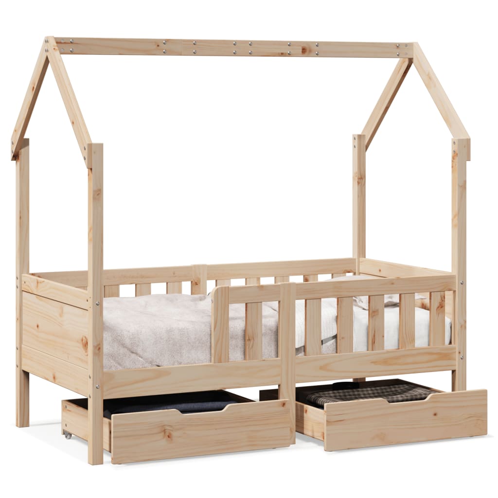 Kids Bed Frame with Drawers without Mattress 80x160 cm Solid Wood