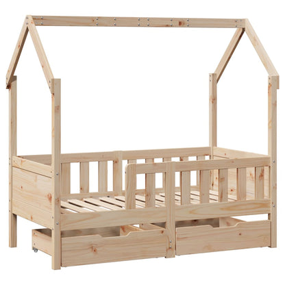 Kids Bed Frame with Drawers without Mattress 80x160 cm Solid Wood