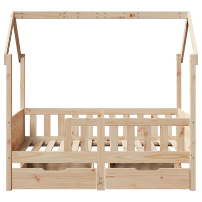 Kids Bed Frame with Drawers without Mattress 80x160 cm Solid Wood