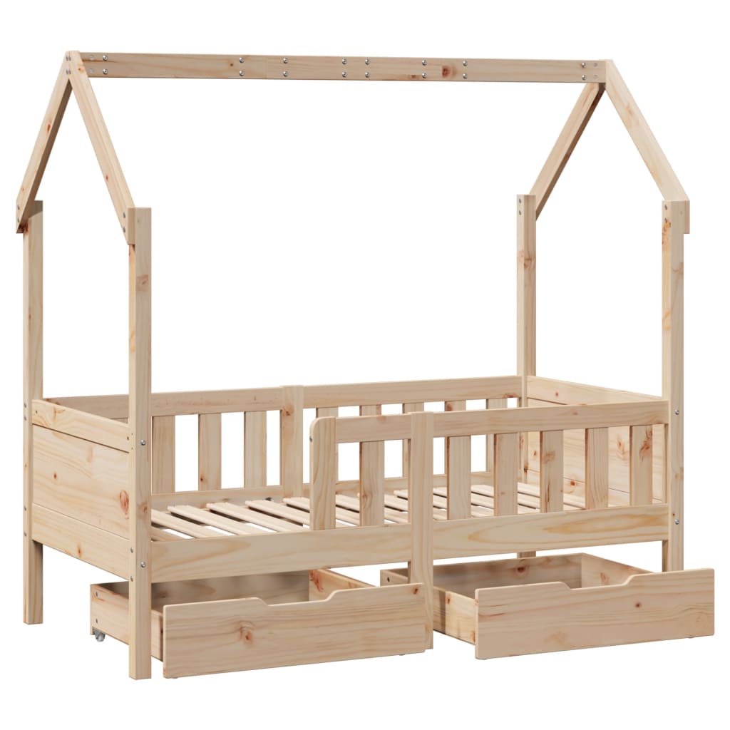 Kids Bed Frame with Drawers without Mattress 80x160 cm Solid Wood