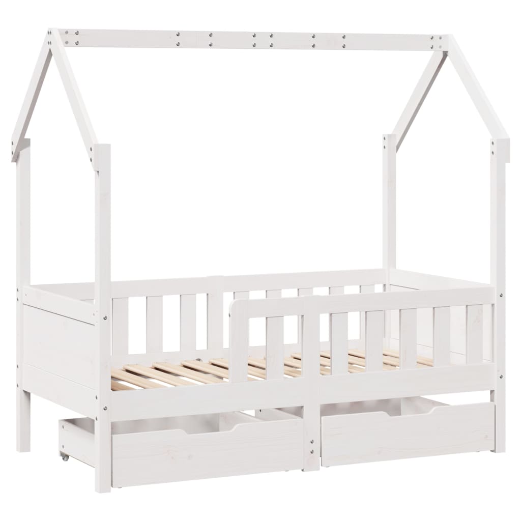 Kids Bed Frame with Drawers without Mattress 80x160 cm Solid Wood