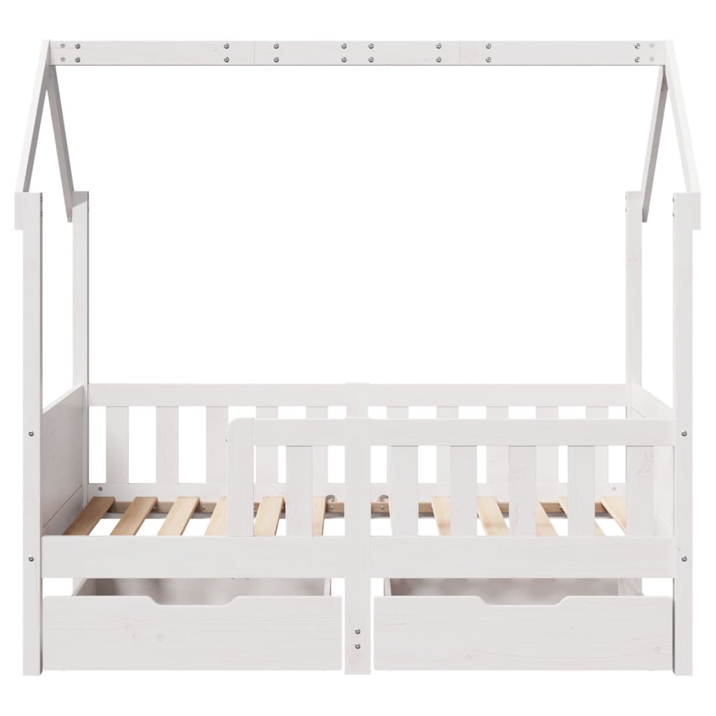 Kids Bed Frame with Drawers without Mattress 80x160 cm Solid Wood