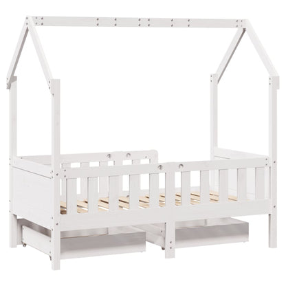 Kids Bed Frame with Drawers without Mattress 80x160 cm Solid Wood