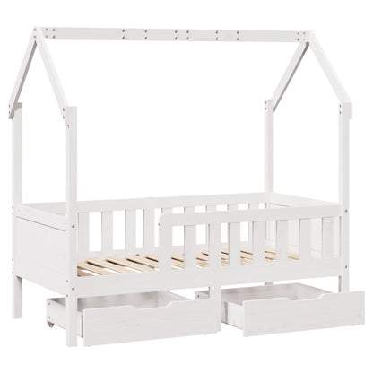 Kids Bed Frame with Drawers without Mattress 80x160 cm Solid Wood