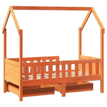 Kids Bed Frame with Drawers without Mattress 80x160 cm Solid Wood