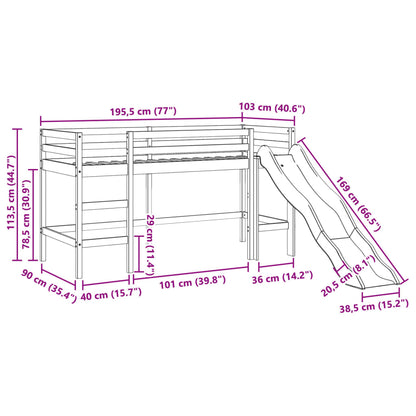 Kids' Loft Bed without Mattress 90x190 cm Solid Wood Pine