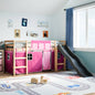 Kids' Loft Bed with Curtains Pink 90x200 cm Solid Wood Pine