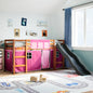 Kids' Loft Bed with Curtains Pink 90x190 cm Solid Wood Pine