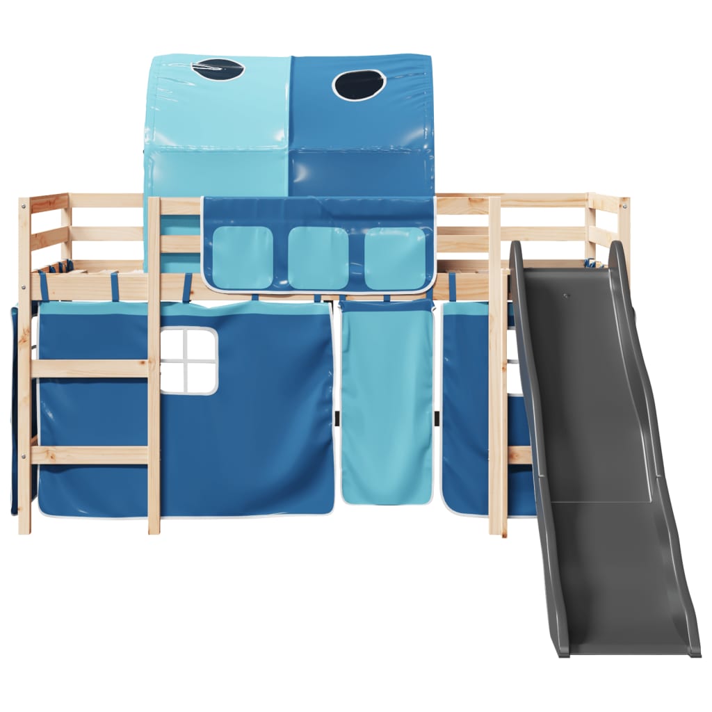 Kids' Loft Bed with Tunnel Blue 80x200 cm Solid Wood Pine