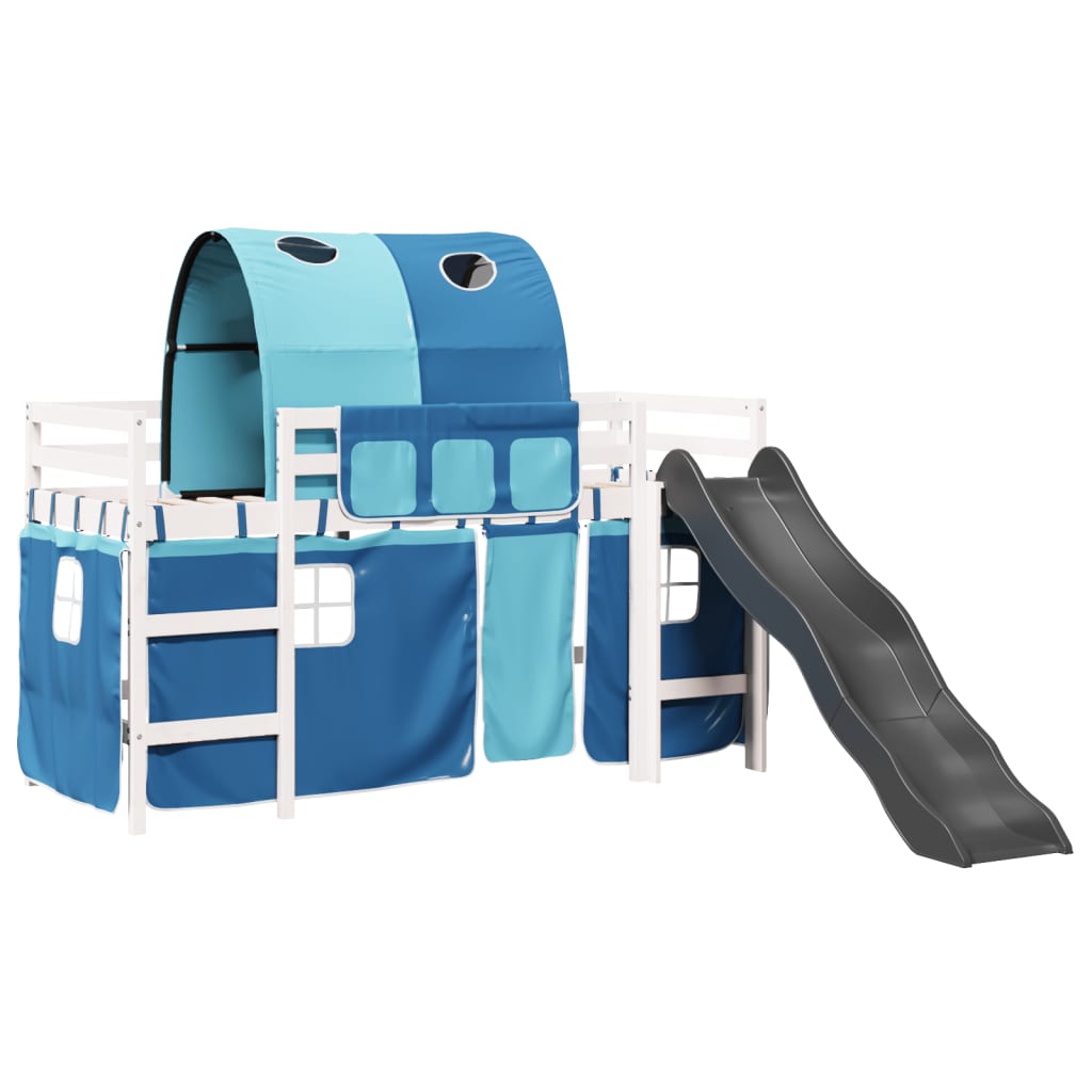 Kids' Loft Bed with Tunnel Blue 80x200 cm Solid Wood Pine