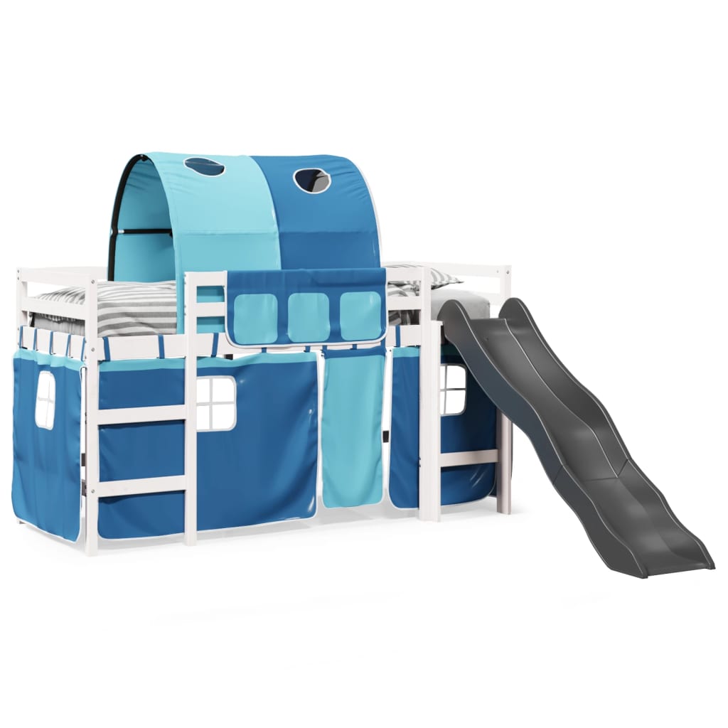 Kids' Loft Bed with Tunnel Blue 80x200 cm Solid Wood Pine