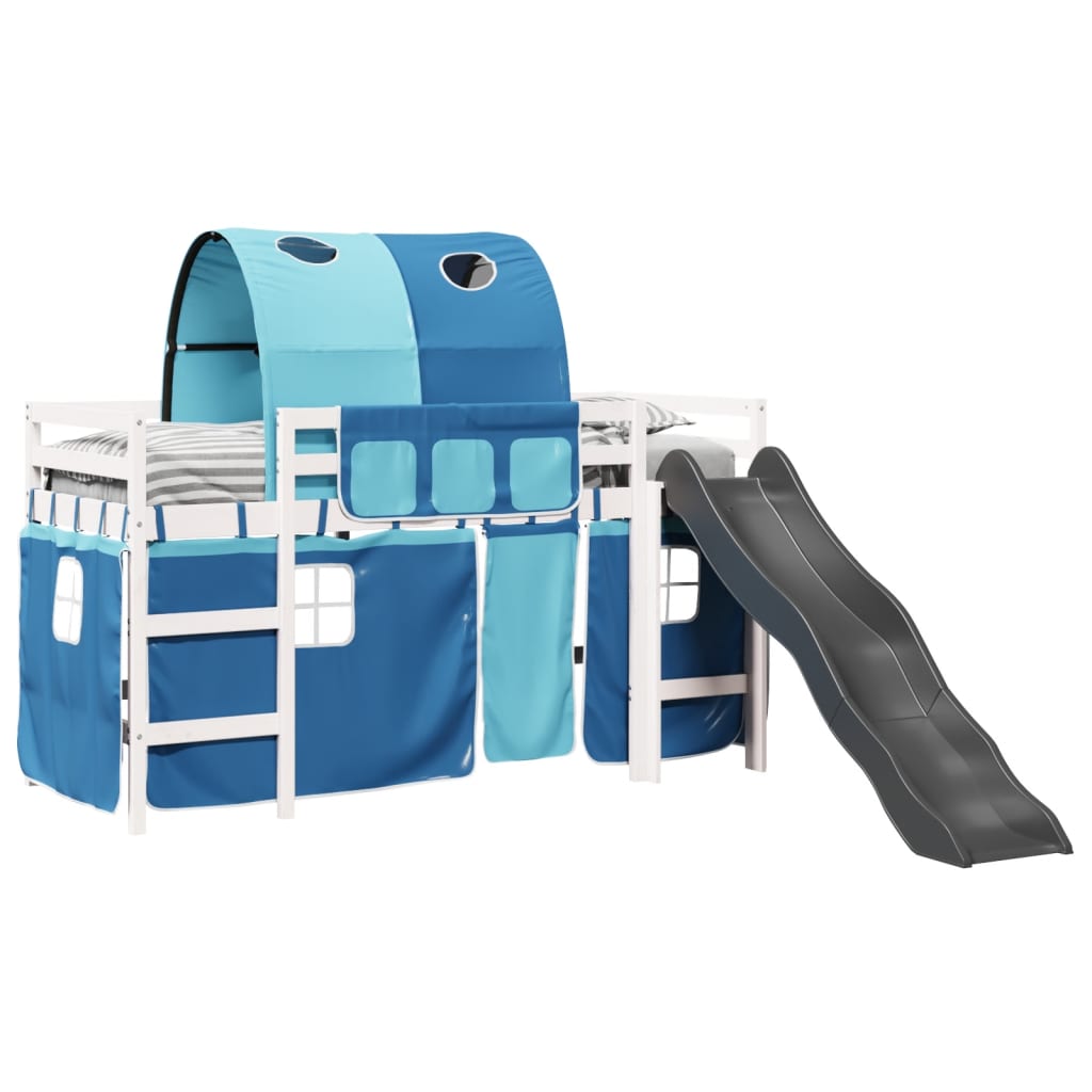 Kids' Loft Bed with Tunnel Blue 80x200 cm Solid Wood Pine