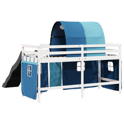 Kids' Loft Bed with Tunnel Blue 80x200 cm Solid Wood Pine