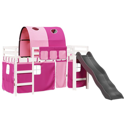 Kids' Loft Bed with Tunnel Pink 80x200 cm Solid Wood Pine