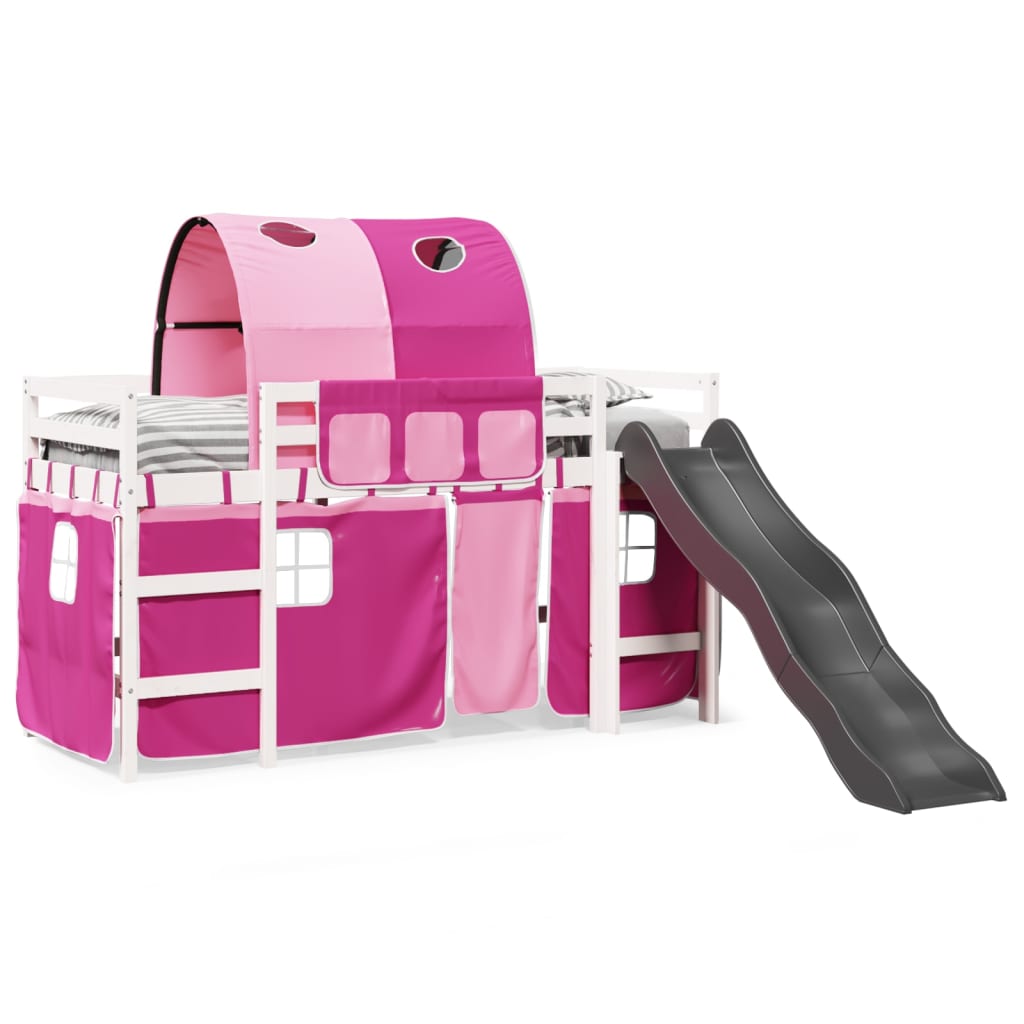 Kids' Loft Bed with Tunnel Pink 80x200 cm Solid Wood Pine