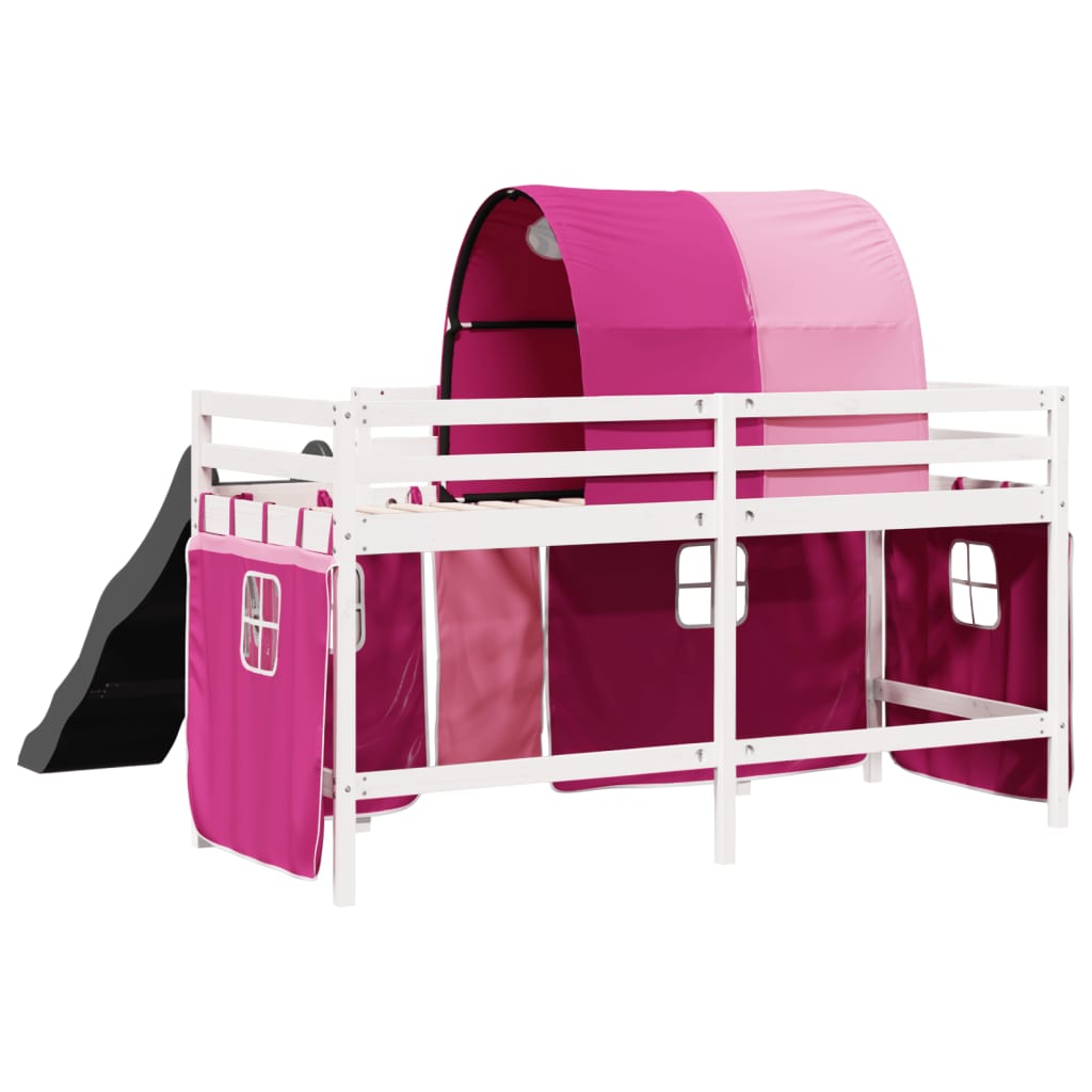 Kids' Loft Bed with Tunnel Pink 80x200 cm Solid Wood Pine