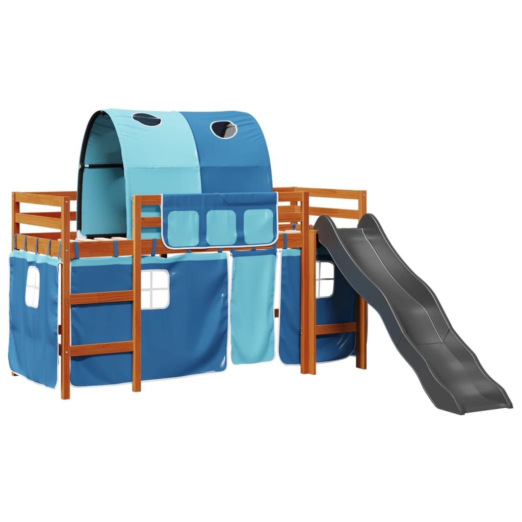 Kids' Loft Bed with Tunnel Blue 80x200 cm Solid Wood Pine