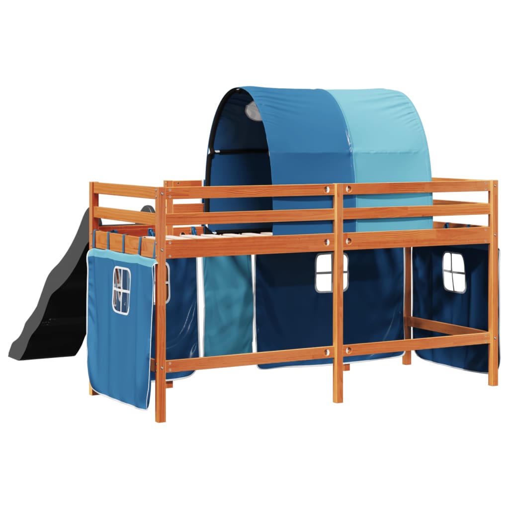 Kids' Loft Bed with Tunnel Blue 80x200 cm Solid Wood Pine