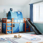 Kids' Loft Bed with Tunnel Blue 80x200 cm Solid Wood Pine